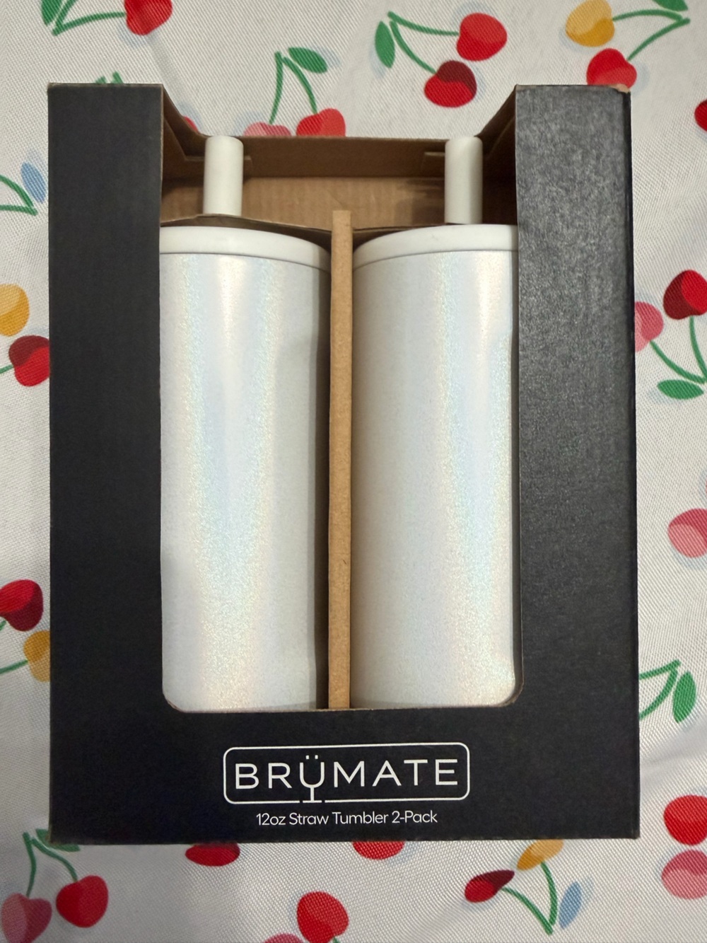 BrüMate 12oz White Iridescent Straw Tumbler - 2 Pack
